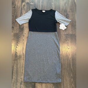 NWT Women's Lularoe Julia Dress, Black & Gray, Size: S Small, Polyester Spandex